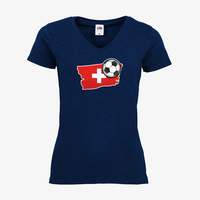 Damen-T-Shirt FOTL, Basic V-Neck - Motiv Fußball Schweiz