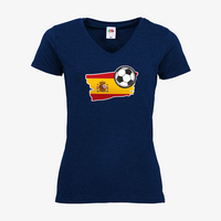 Damen-T-Shirt FOTL, Basic V-Neck - Motiv Fußball Spanien