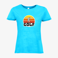 Damen-T-Shirt B&C, Basic - Motiv Golf Sonnenuntergang
