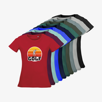 Damen-T-Shirt Russell, Organic - Motiv Golf Sonnenuntergang, Farbauswahl