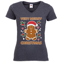 Damen-T-Shirt FOTL, Basic V-Neck - Motiv Lebkuchen