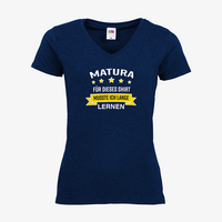 Damen-T-Shirt FOTL, Basic V-Neck - Motiv Matura Lernen