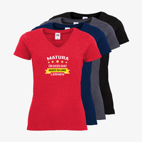 Damen-T-Shirt FOTL, Basic V-Neck - Motiv Matura Lernen, Farbauswahl
