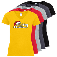 Damen-T-Shirt FOTL, Basic V-Neck - Motiv Merry Christmas, Farbauswahl