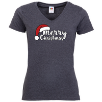 Damen-T-Shirt FOTL, Basic V-Neck - Motiv Merry Christmas