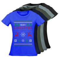 Damen-T-Shirt Russell, Organic - Motiv Weihnachtsstrickpulli, Farbauswahl