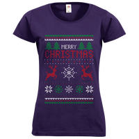 Damen-T-Shirt FOTL, Basic Rundhals - Motiv Weihnachtsstrickpulli