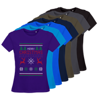 Damen-T-Shirt B&C, Organic - Motiv Weihnachtsstrickpulli, Farbauswahl