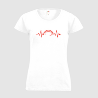 Damen-T-Shirt FOTL, Basic Rundhals - Motiv American Football EKG-Linie