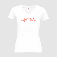 Damen-T-Shirt FOTL, Basic V-Neck - Motiv American Football EKG-Linie