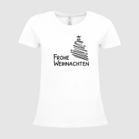Damen-T-Shirt B&C, Premium - Motiv Frohe Weihnachten