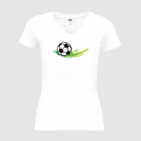 Damen-T-Shirt FOTL, Basic V-Neck - Motiv Fußball Grün