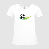 Damen-T-Shirt B&C, Premium - Motiv Fußball Grün