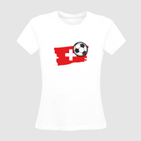 Damen-T-Shirt B&C, Organic - Motiv Fußball Schweiz