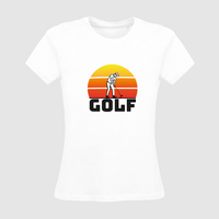 Damen-T-Shirt B&C, Organic - Motiv Golf Sonnenuntergang