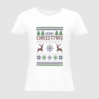 Damen-T-Shirt B&C, Basic - Motiv Weihnachtsstrickpulli