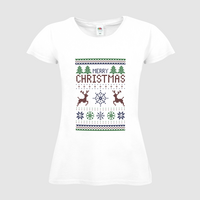 Damen-T-Shirt FOTL, Budget - Motiv Weihnachtsstrickpulli