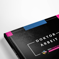 Doktorarbeit Hardcover Bindung, farbig bedruckt, Umschlag schwarz, 