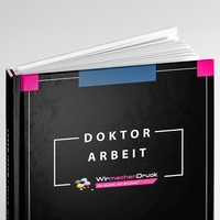 Doktorarbeit Hardcover Bindung, farbig bedruckt, Umschlag schwarz, 