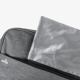 Dokumententasche aus Polyester mit RFID-Ausleseschutz, Detail Reißverschlusstasche