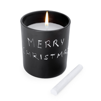 Duftkerze im Schieferglas mit Kreide beschriftet