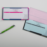 Durchschreibesätze mit Stift, bedruckt, liegend