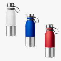 Edelstahlflasche einwandig matt 2-farbig mit Handschlaufe, verschiedene Farben