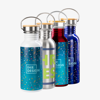 Edelstahlflasche, farbig bedruckt, Motiv, verschiedene Farben