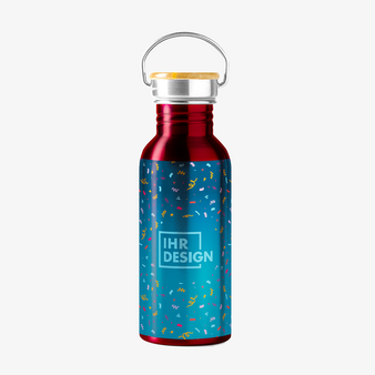 Edelstahlflasche, farbig bedruckt, Motiv, Rot