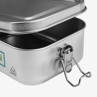 Edelstahl-Lunchbox Detail Verschluss geöffnet