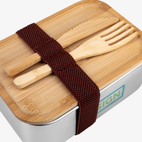 Edelstahl-Lunchbox Draufsicht Besteck