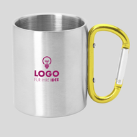 Edelstahltasse Klassik mit Karabinerhaken, gebem Karabiner