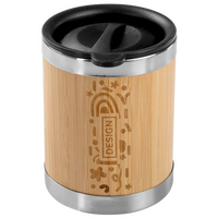 Edelstahl-Thermobecher mit Bambusüberzug graviert