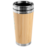 Edelstahl-Thermobecher mit Bambusüberzug bedruckt