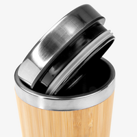 Edelstahl-Thermobecher mit Bambusüberzug bedruckt