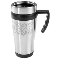 Edelstahl-Thermobecher mit farbigem Griff graviert