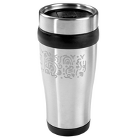 Edelstahl-Thermobecher mit farbigen Elementen graviert