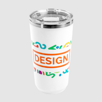 Edelstahl-Thermobecher mit Kunststoffüberzug bedruckt