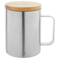 Edelstahl-Thermotasse Bambusdeckel