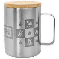 Edelstahl-Thermotasse Bambusdeckel