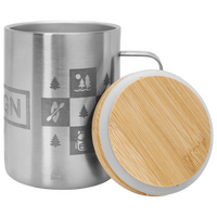Edelstahl-Thermotasse Bambusdeckel