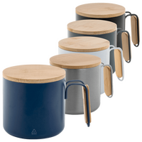 Edelstahl-Thermotasse Bambusdeckel Farbauswahl
