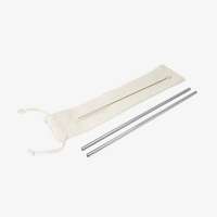 Edelstahl Trinkhalmset, Silber mit Tasche