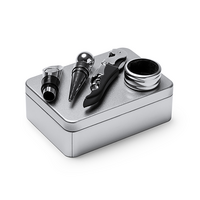 Edelstahl-Weinset mit Metallbox 4-teilig Inhalt auf Box