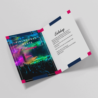 Karte farbig bedruckt, liegend, geöfnett