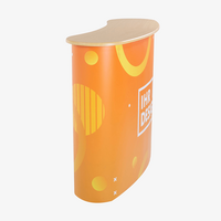 Messetheke, farbig bedruckt, ausfgestellt, seitlich