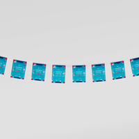 Fahnenkette genäht, 5m lang, beidseitig bedruckt mit Text, hängend Motiv