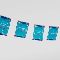 Fahnenkette genäht, 5m lang, beidseitig bedruckt mit Text, hängend Motiv