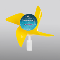 Windmühle, gelb, farbig bedruckt, mit Halterung