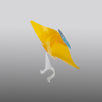 Windmühle, gelb, farbig bedruckt, mit Halterung